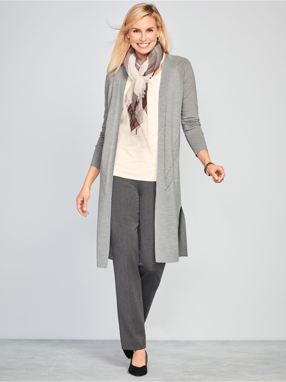 NWOT Talbots Merino wool open front cardigan  sweater coat duster rib knit